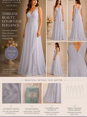 Mori Lee Fog Sleeveless V-Neck Chiffon Maxi Dress